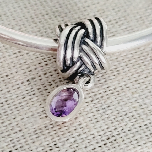 PANDORA purple amethyst mother of pearl beads charm sterling silver bracelet - Picture 5 of 15